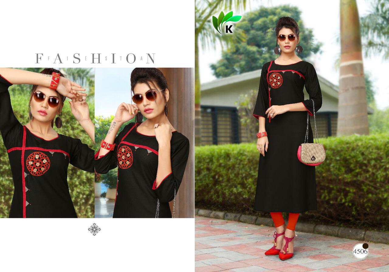 Kit Kat By Kalavrund 4501 To 4507 Series Stylish Fancy Beautiful Colorful Casual Wear & Ethnic Wear Rayon Embroidered Kurtis At Wholesale Price