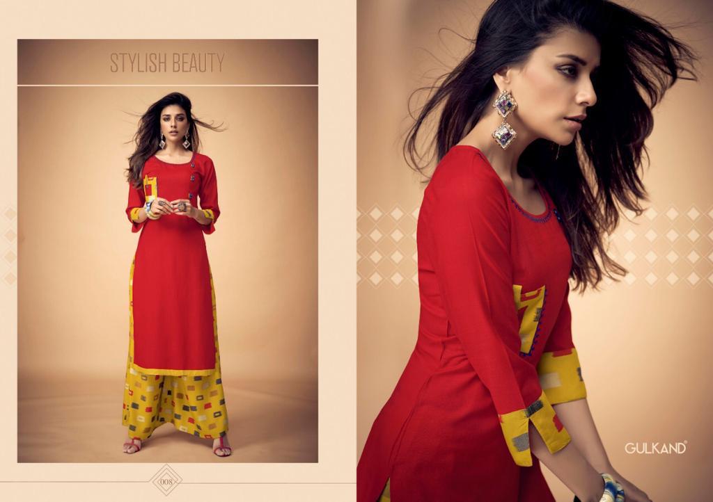 Kitab By Gulkand 007 To 013 Series Stylish Fancy Beautiful Colorful Casual Wear & Ethnic Wear Rayon Printed Kurtis With Bottom At Wholesale Price