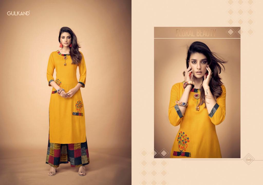 Kitab By Gulkand 007 To 013 Series Stylish Fancy Beautiful Colorful Casual Wear & Ethnic Wear Rayon Printed Kurtis With Bottom At Wholesale Price