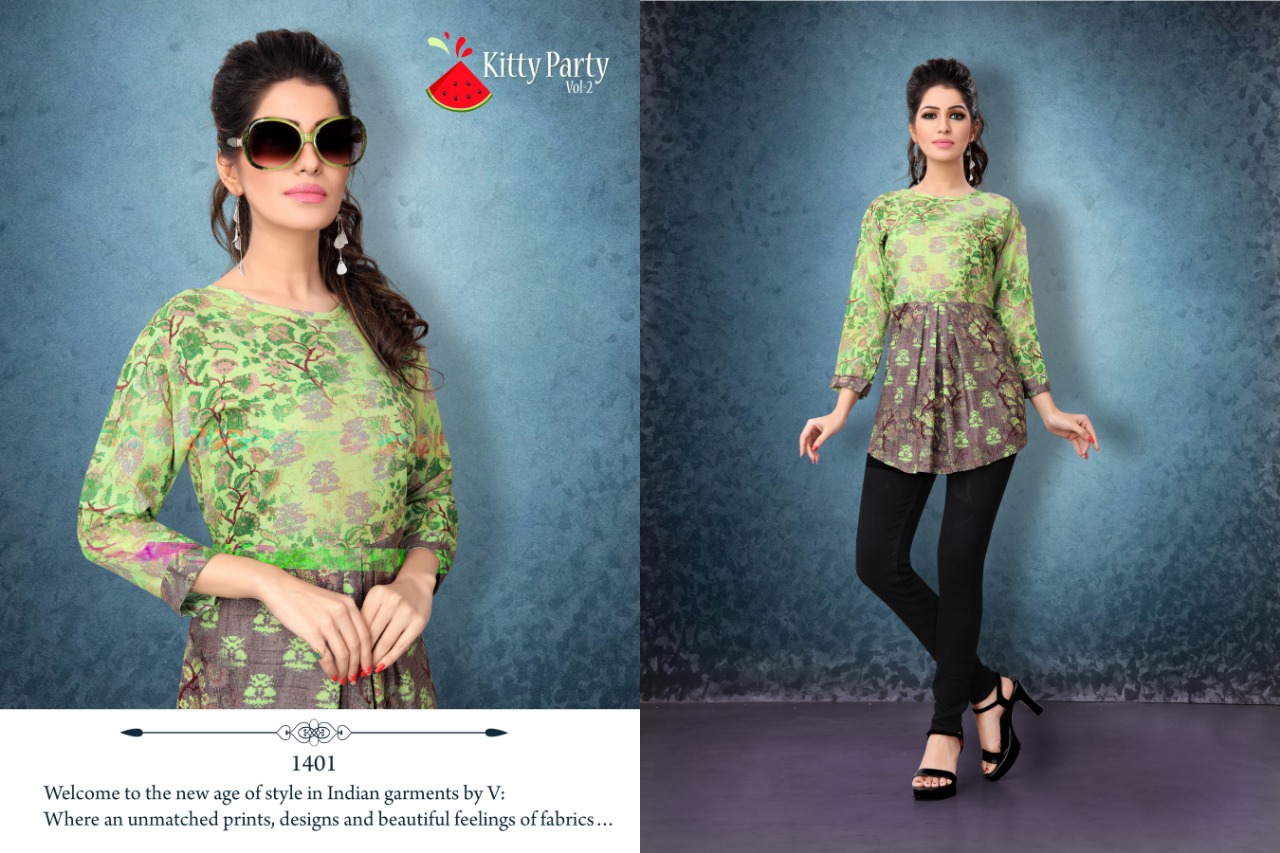 KITTY PARTY VOL-2 BY WATERMELON CLOTHING 1401 TO 1410 SERIES BEAUTIFUL  COLORFUL STYLISH FANCY CASUAL