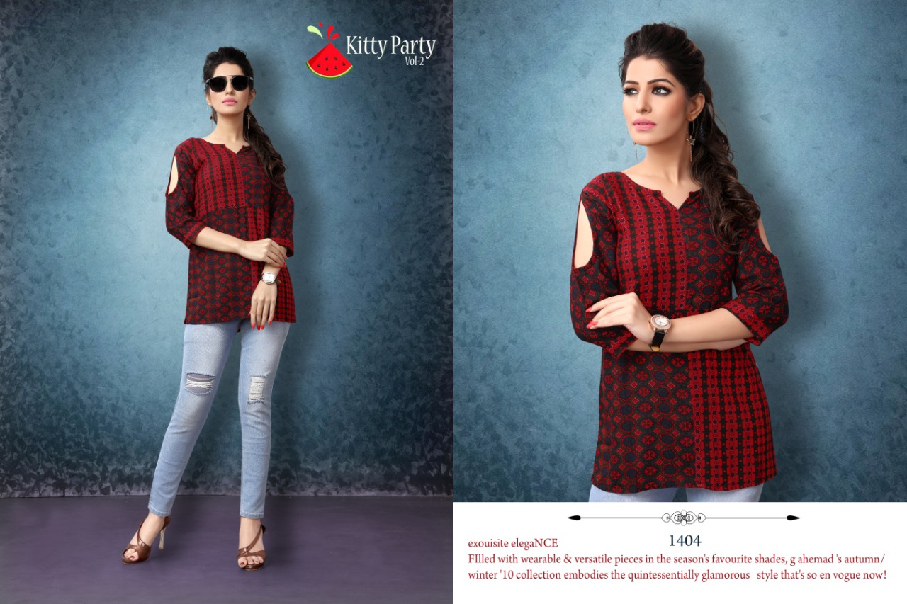 KITTY PARTY VOL-2 BY WATERMELON CLOTHING 1401 TO 1410 SERIES BEAUTIFUL  COLORFUL STYLISH FANCY CASUAL