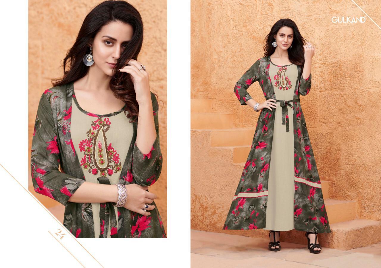 Kitty Party By Gulkand 19 To 24 Series Stylish Fancy Beautiful Colorful Casual Wear & Ethnic Wear Heavy Rayon Printed Kurtis At Wholesale Price