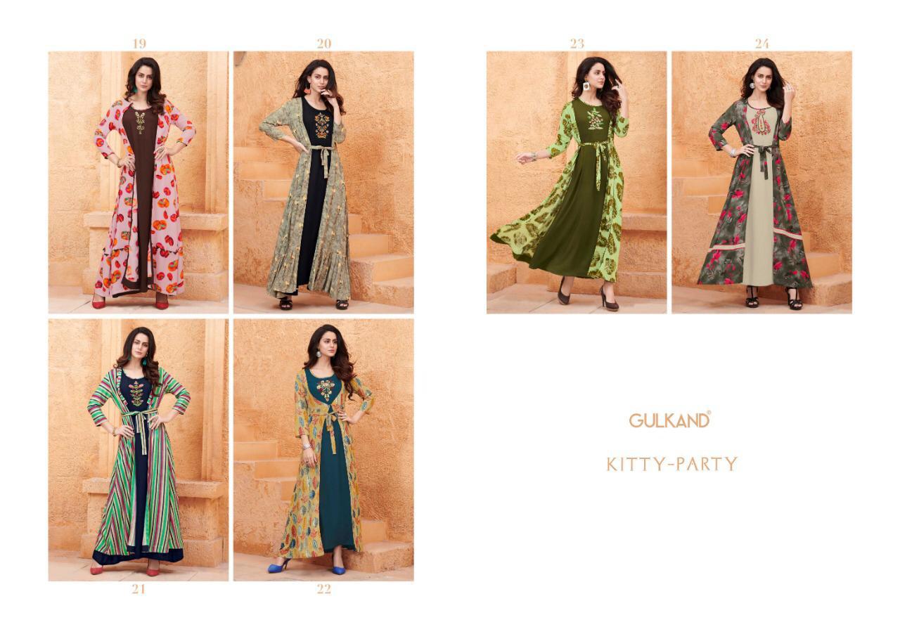 Kitty Party By Gulkand 19 To 24 Series Stylish Fancy Beautiful Colorful Casual Wear & Ethnic Wear Heavy Rayon Printed Kurtis At Wholesale Price