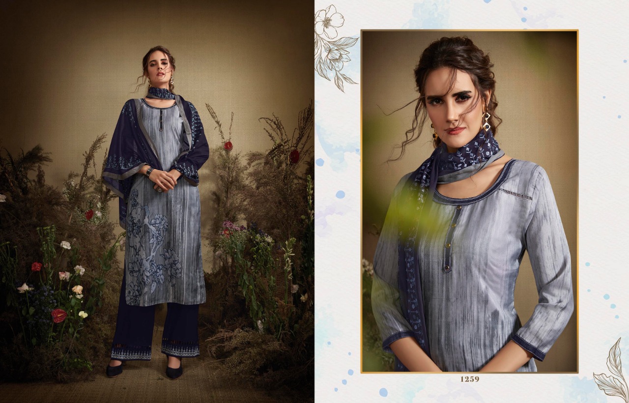 Krishti By Kajree Fashion 1251 To 1262 Series Designer Festive Suits Collection Beautiful Stylish Fancy Colorful Party Wear & Occasional Wear Silk Top With Schiffli Lace Dresses At Wholesale Price