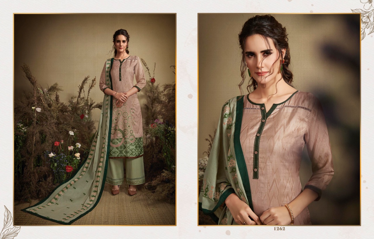 Krishti By Kajree Fashion 1251 To 1262 Series Designer Festive Suits Collection Beautiful Stylish Fancy Colorful Party Wear & Occasional Wear Silk Top With Schiffli Lace Dresses At Wholesale Price