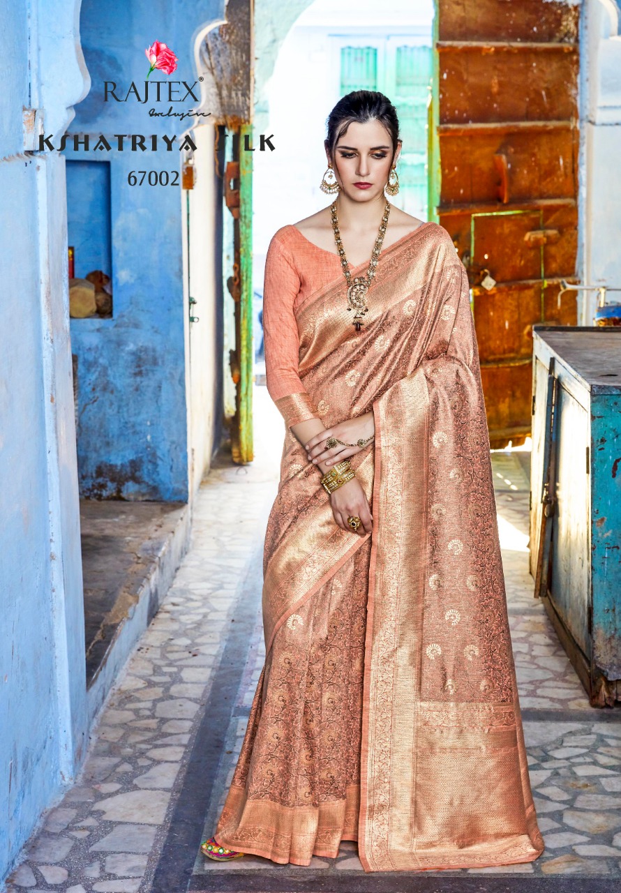 Kshatriya Silk By Raj Tex 67001 To 67010 Series Indian Traditional Wear Collection Beautiful Stylish Fancy Colorful Party Wear & Occasional Wear Pure Silk Sarees At Wholesale Price