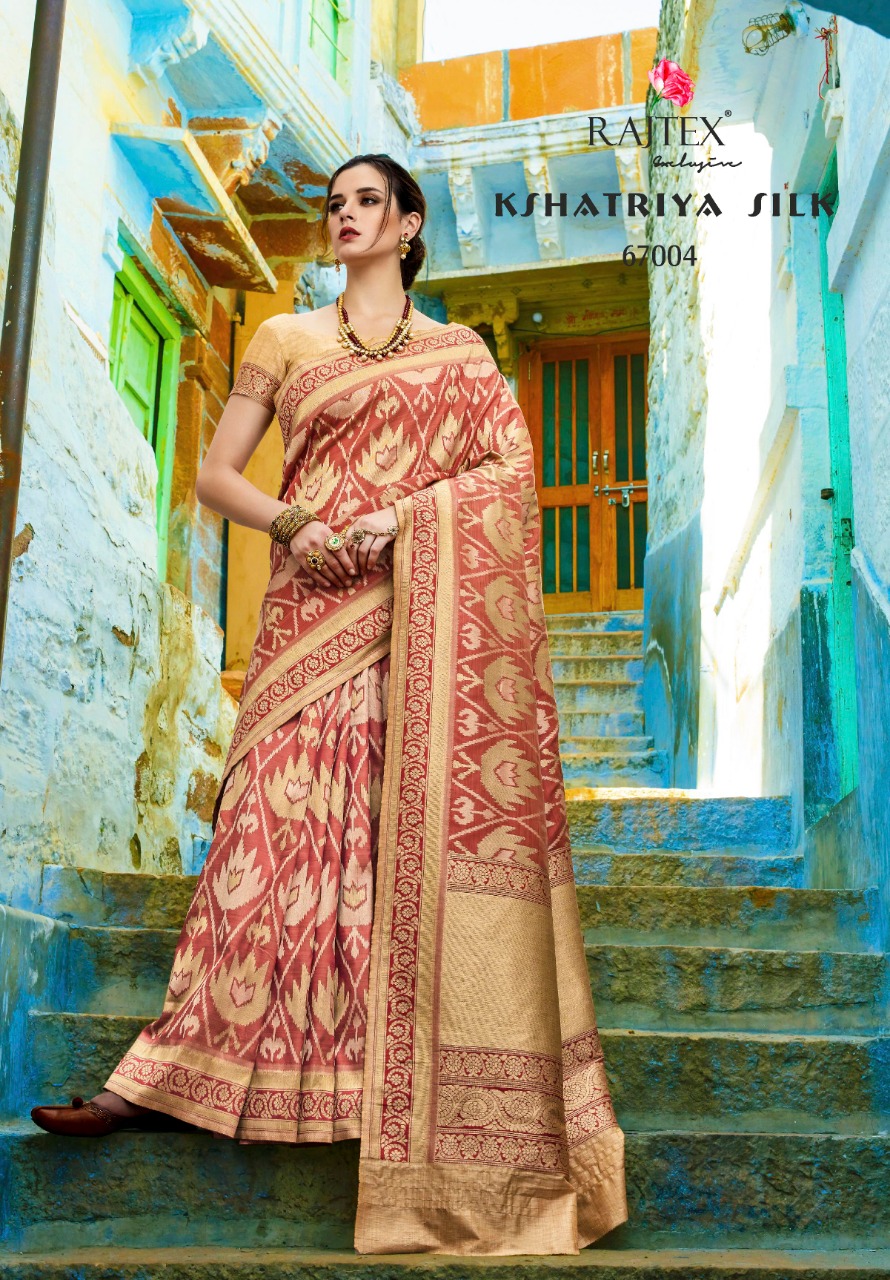 Kshatriya Silk By Raj Tex 67001 To 67010 Series Indian Traditional Wear Collection Beautiful Stylish Fancy Colorful Party Wear & Occasional Wear Pure Silk Sarees At Wholesale Price