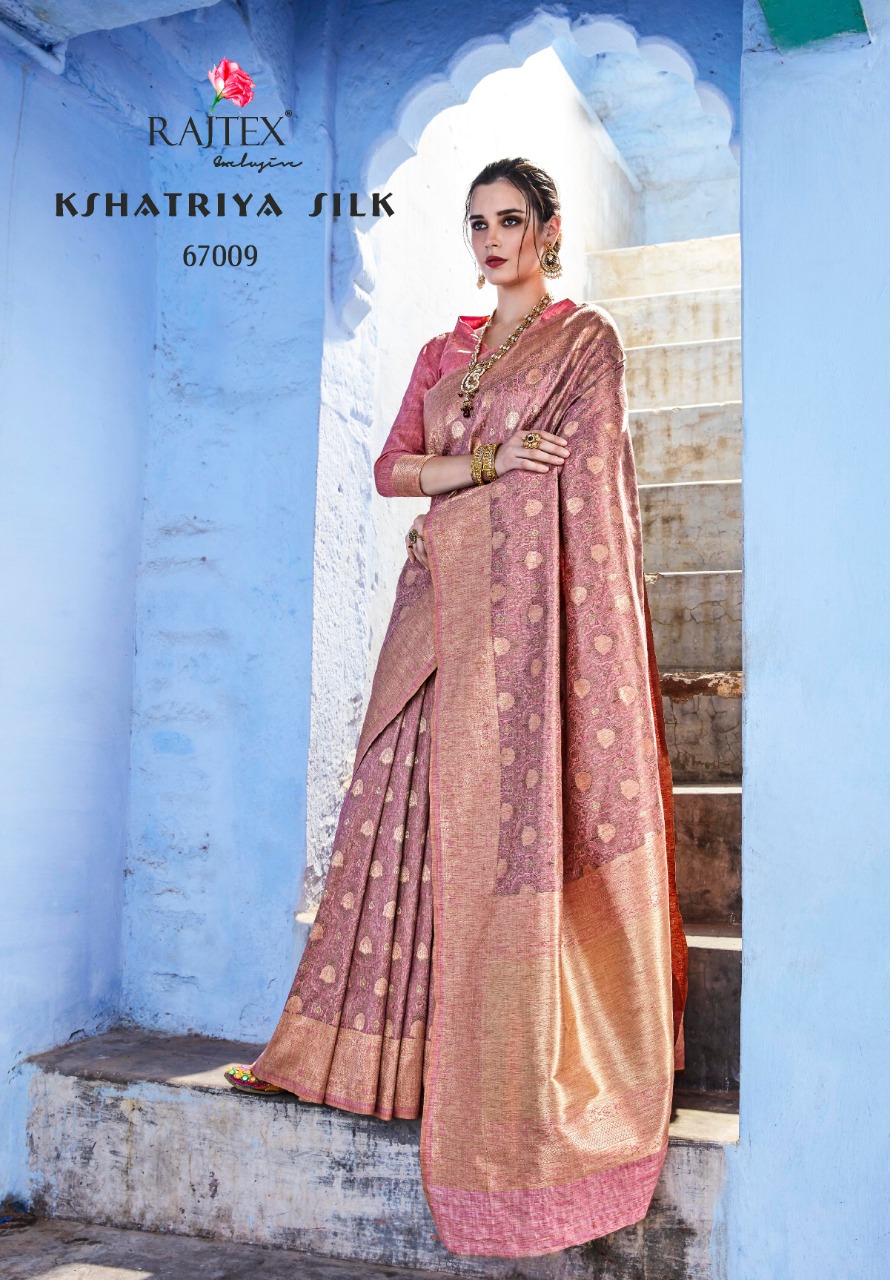 Kshatriya Silk By Raj Tex 67001 To 67010 Series Indian Traditional Wear Collection Beautiful Stylish Fancy Colorful Party Wear & Occasional Wear Pure Silk Sarees At Wholesale Price