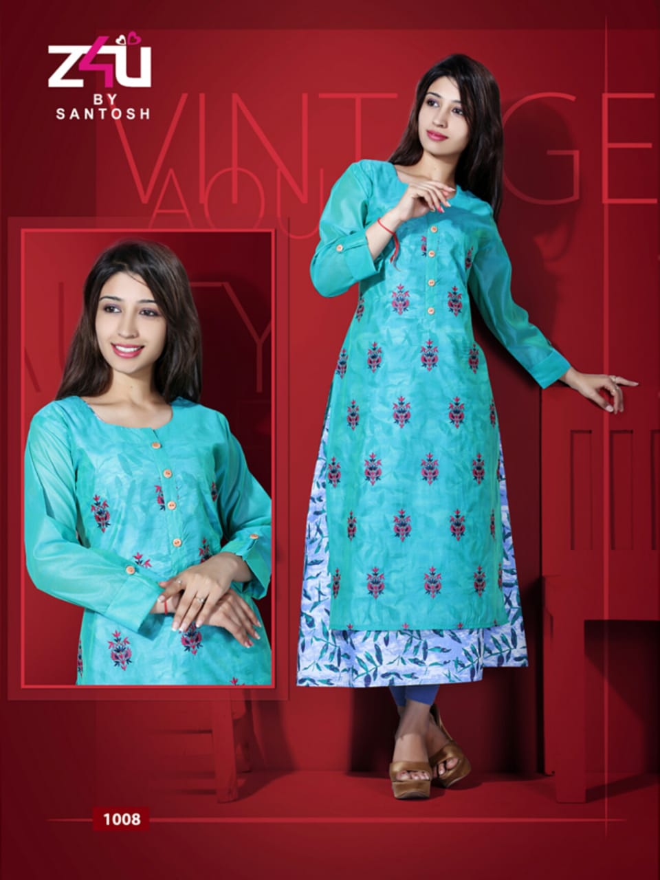 Kum Kum Vol-2 By Z4u 1001 To 1010 Series Beautiful Stylish Fancy Colorful Casual Wear & Ethnic Wear & Ready To Wear Chanderi Cotton Kurtis At Wholesale Price