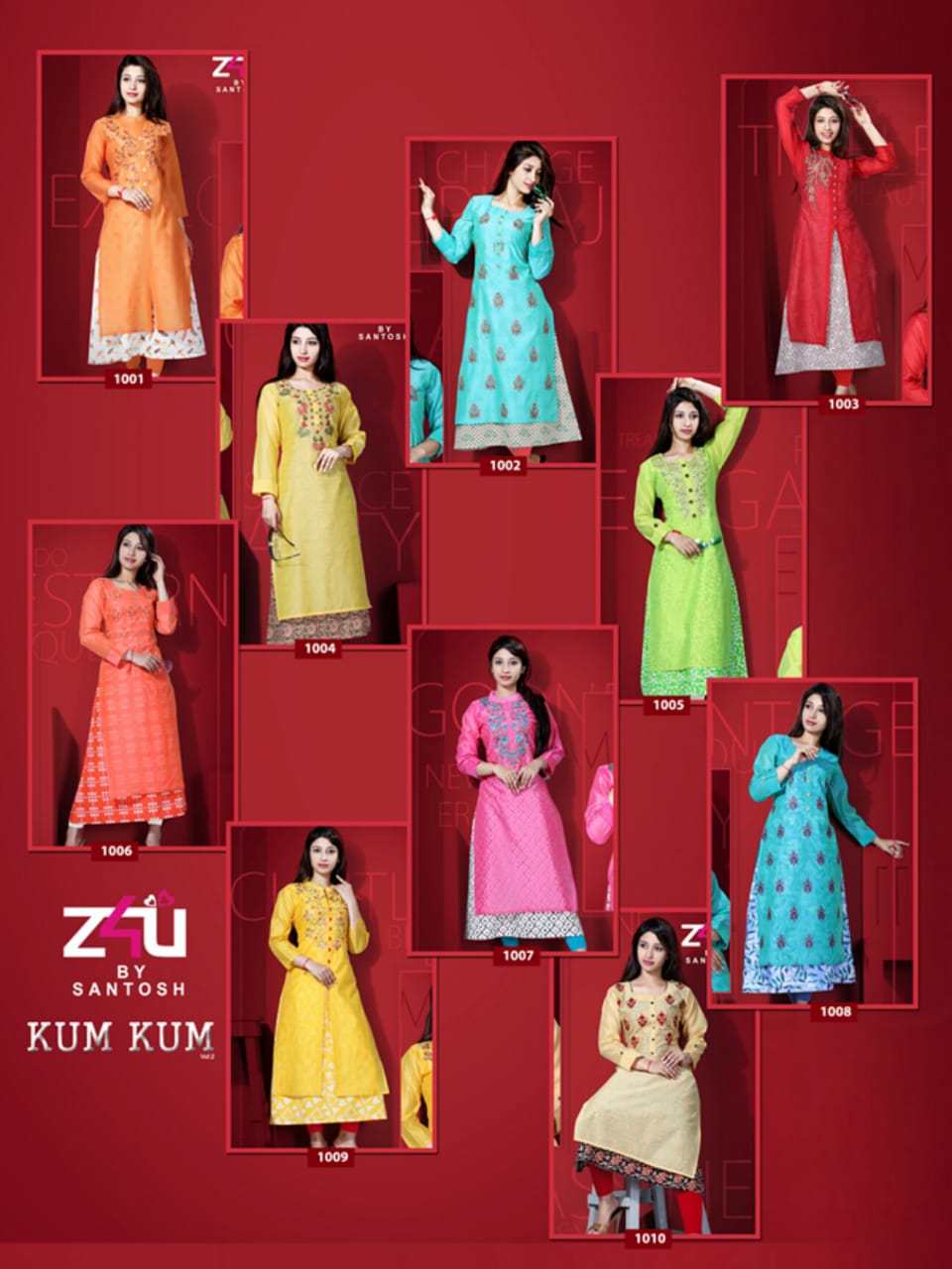 Kum Kum Vol-2 By Z4u 1001 To 1010 Series Beautiful Stylish Fancy Colorful Casual Wear & Ethnic Wear & Ready To Wear Chanderi Cotton Kurtis At Wholesale Price