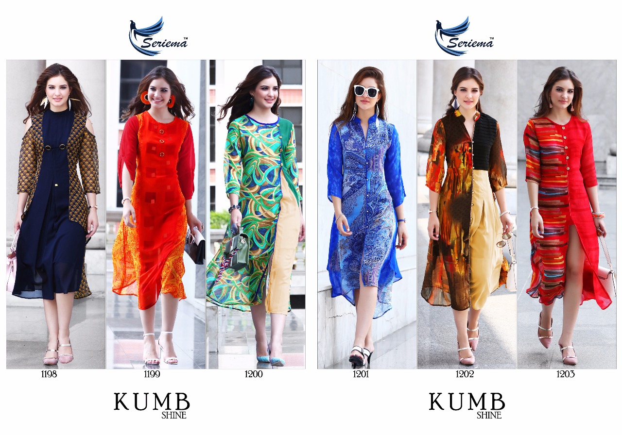 Kumb Shine By Sparrow 1198 To 1203 Series Designer Beautiful Stylish Fancy Colorful Casual Wear & Ethnic Wear Heavy Georgette Printed Kurtis At Wholesale Price