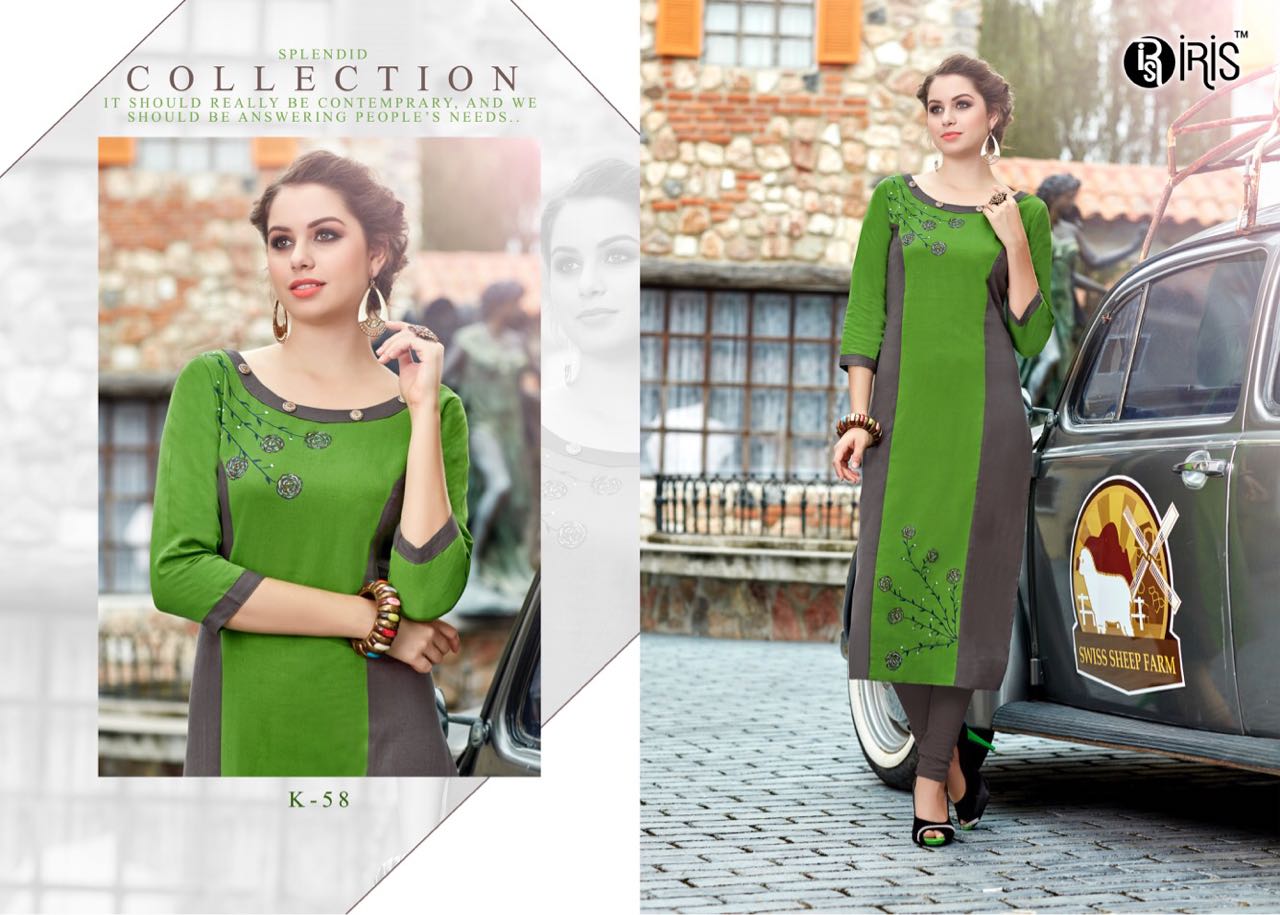 Kunbi By Iris 50 To 59 Series Beautiful Colorful Stylish Fancy Casual Wear & Ethnic Wear & Ready To Wear Semi Lawn Cotton Printed Kurtis At Wholesale Price