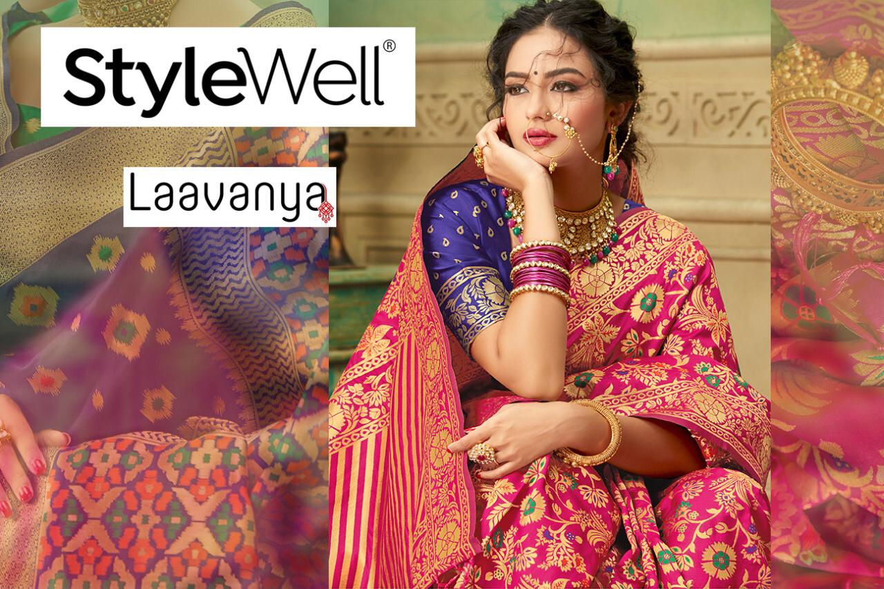 Laavanya By Stylewell 1021 To 1036 Series Indian Traditional Wear Collection Beautiful Stylish Fancy Colorful Party Wear & Occasional Wear Fancy Sarees At Wholesale Price
