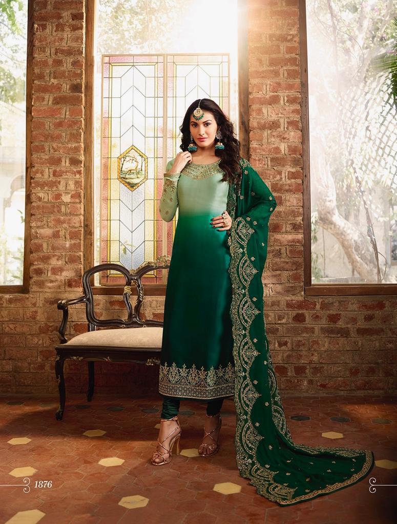 Lajja By Glossy 1872 To 1879 Series Designer Sharara Suits Beautiful Stylish Fancy Colorful Party Wear & Ethnic Wear Satin Georgette With Embroidery Dresses At Wholesale Price