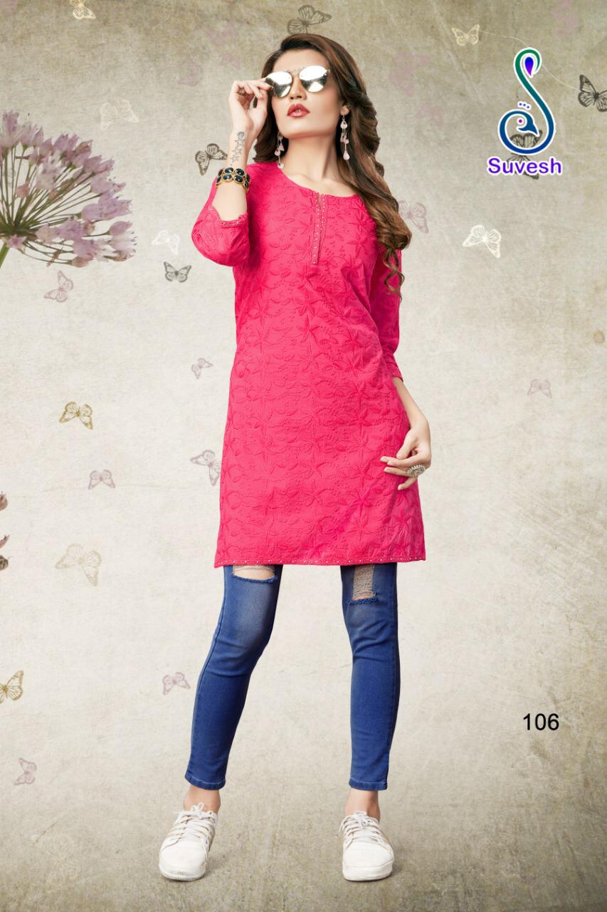 Lakhnavi Vol-3 By Suvesh 101 To 110 Series Beautiful Stylish Colorful Fancy Party Wear & Ethnic Wear & Ready To Wear Rich Cotton Chikan Work Kurtis At Wholesale Price