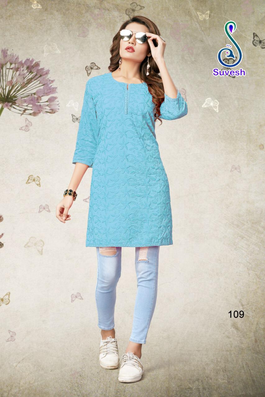 Lakhnavi Vol-3 By Suvesh 101 To 110 Series Beautiful Stylish Colorful Fancy Party Wear & Ethnic Wear & Ready To Wear Rich Cotton Chikan Work Kurtis At Wholesale Price