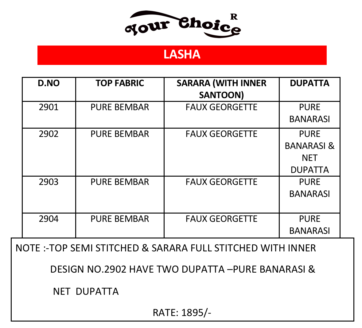 Lasha By Your Choice 2901 To 2904 Series Designer Beautiful Stylish Fancy Colorful Festive Collection Party Wear & Occasional Wear Pure Bemberg Dresses At Wholesale Price