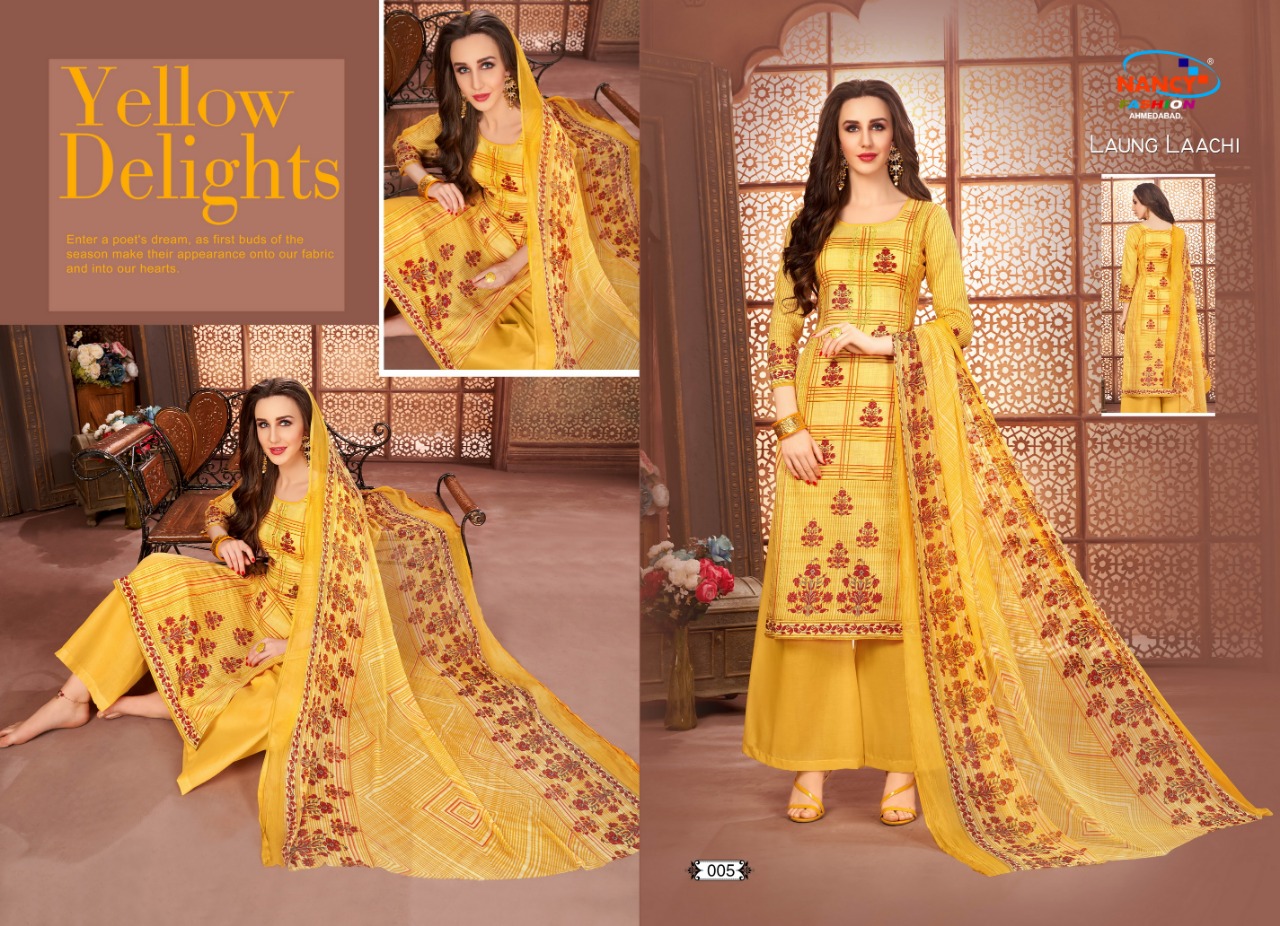 Laung Laachi By Nancy Fashion 001 To 008 Series Beautiful Suits Stylish Colorful Fancy Casual Wear & Ethnic Wear Glace  Printed With Embroidery Dresses At Wholesale Price