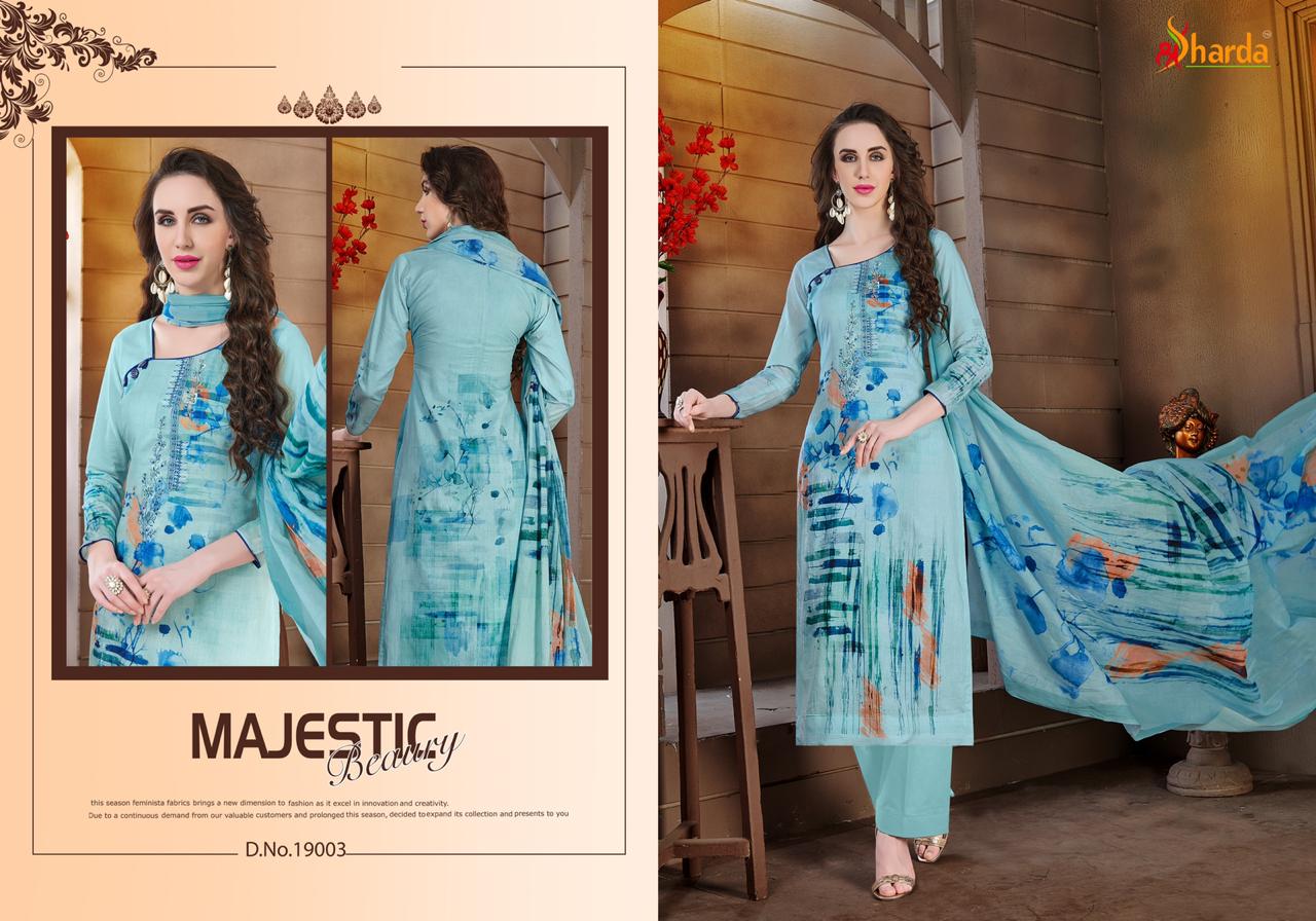 Lavina Gulzar Vol-19 By Sharda 19001 To 19006 Series Designer Festive Suits Collection Beautiful Stylish Fancy Colorful Party Wear & Occasional Wear Pure Lone Digital Printed With Embroidery Dresses At Wholesale Price