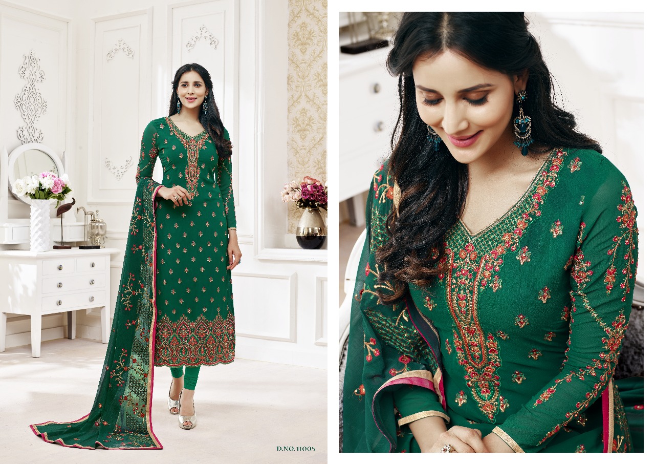 Lavli Vol-11 By Lavli Fashion 11001 To 11006 Series Beautiful Stylish Designer Printed And Embroidered Party Wear Occasional Wear Georgette Embroidered Dresses At Wholesale Price