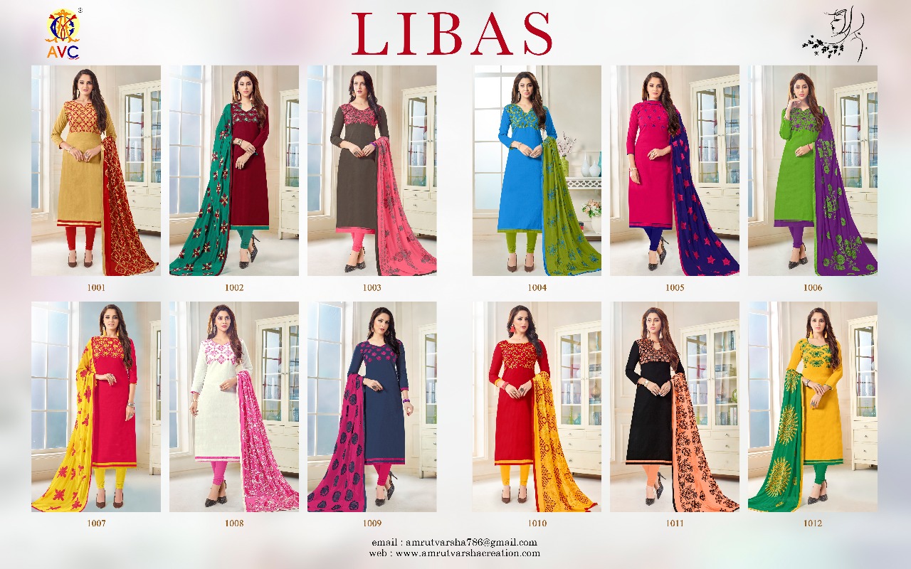 Libas By Amrut Varsha Creation 1001 To 1012 Series Beautiful Suits Stylish Fancy Colorful Casual Wear & Ethnic Wear Collection Bombay Flex Cotton Dresses At Wholesale Price