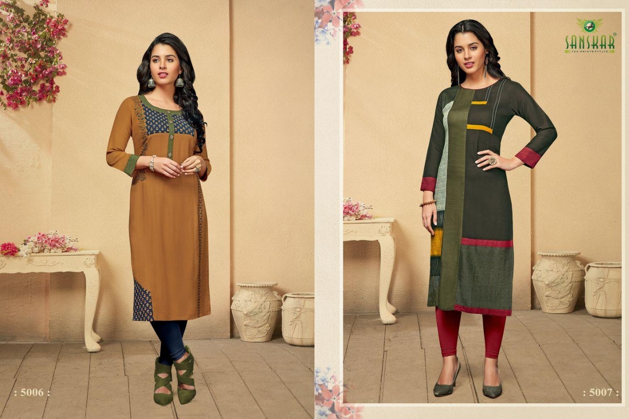 Libbas By Sanskar Tex Print 5005 To 5012 Series Stylish Colorful Fancy Beautiful Casual Wear & Ethnic Wear Pure Heavy Rayon Kurtis At Wholesale Price