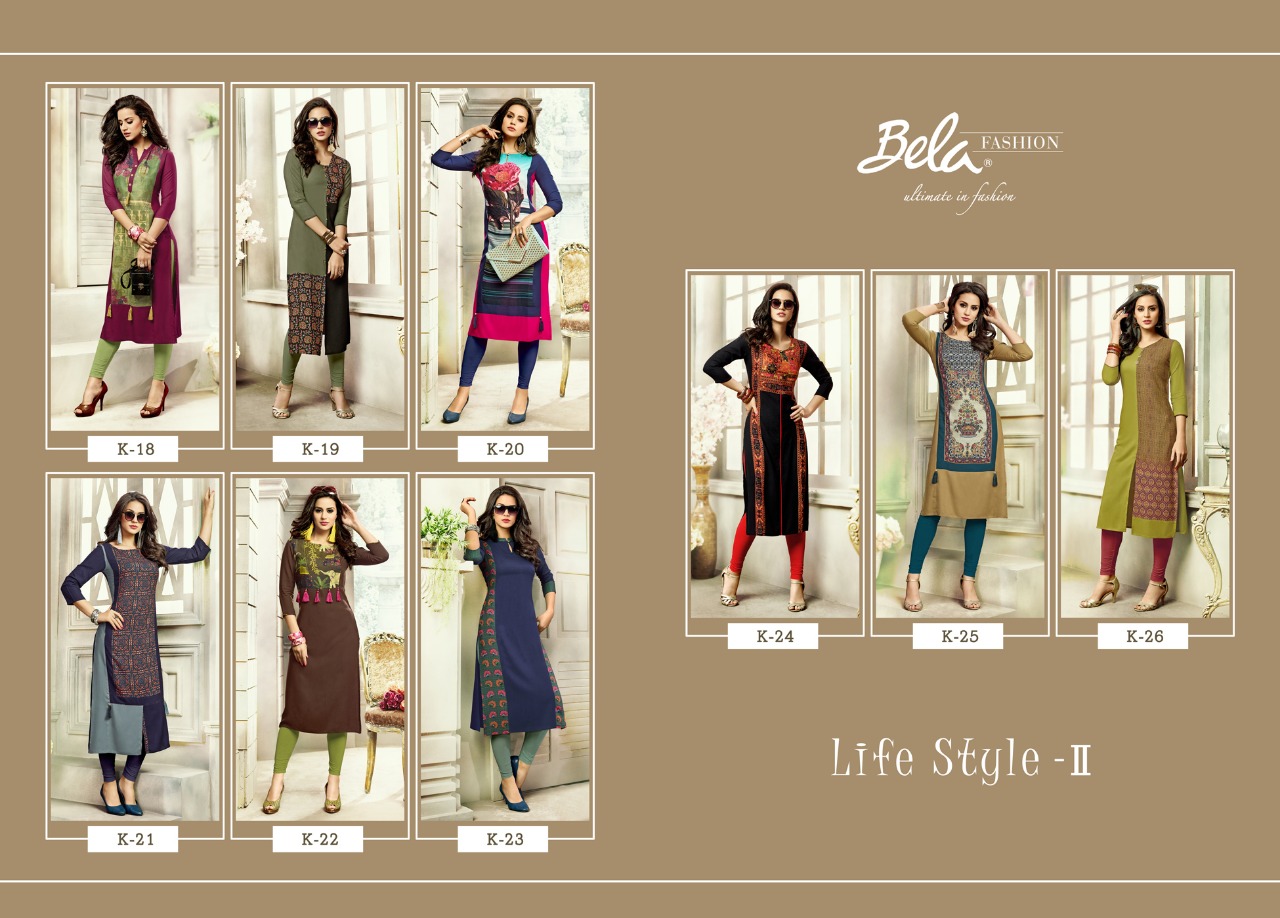 Life Style Vol-2 By Bela Fashion 18 To 26 Series Beautiful Stylish Fancy Colorful Casual Wear & Ethnic Wear Collection Rayon Printed Kurtis At Wholesale Price