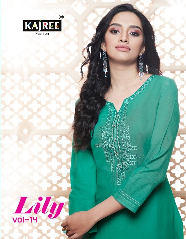 Lily Vol-14 By Kajree Fashion 1231 To 1242 Series Beautiful Colorful Stylish Fancy Casual Wear & Ethnic Wear & Ready To Wear Rayon Embroidered Kurtis At Wholesale Price