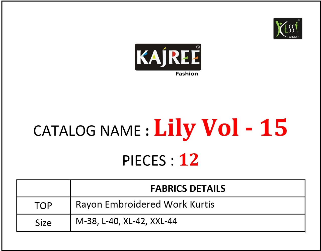Lily Vol-15 By Kajree Fashion 1310 To 1321 Series Beautiful Stylish Fancy Colorful Casual Wear & Ethnic Wear & Ready To Wear Rayon Embroidered Kurtis At Wholesale Price