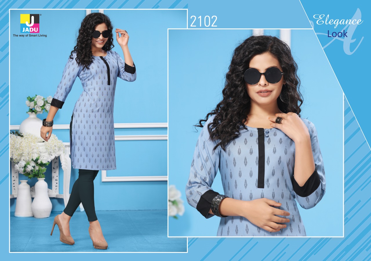 Lily By Jadu 2101 To 2108 Series Beautiful Colorful Stylish Fancy Casual Wear & Ethnic Wear & Ready To Wear Heavy Rayon Kurtis At Wholesale Price