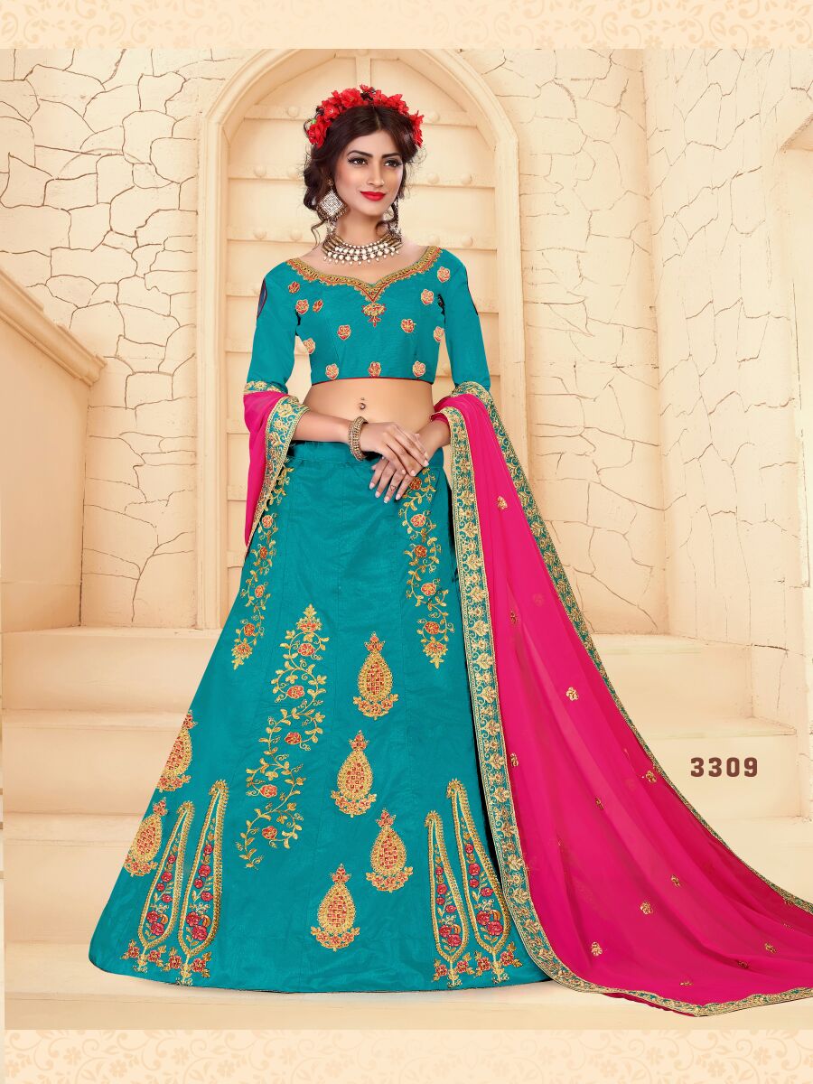 Lily By Sanskar Style 3307 To 3315 Series Designer Wedding Collection Beautiful Stylish Fancy Colorful Party Wear & Occasional Wear Silk Lehengas At Wholesale Price