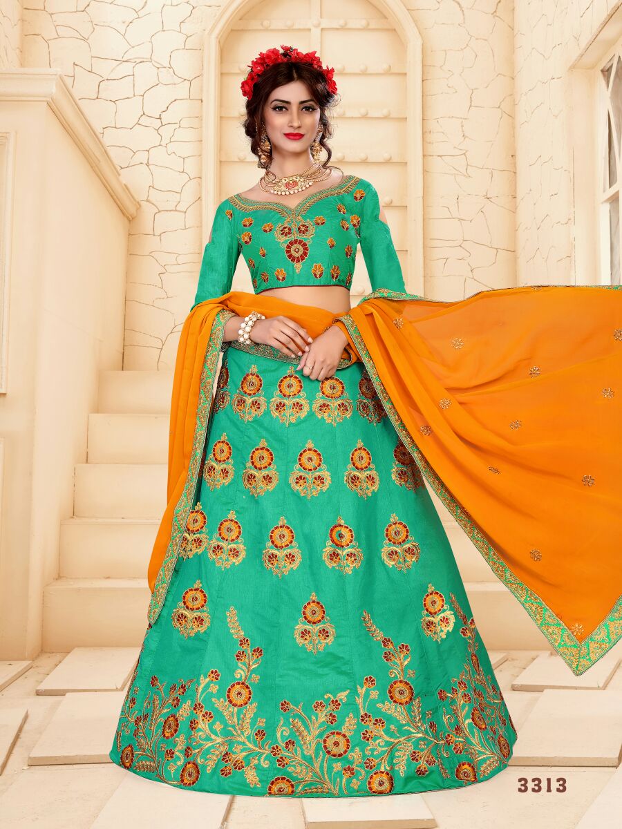 Lily By Sanskar Style 3307 To 3315 Series Designer Wedding Collection Beautiful Stylish Fancy Colorful Party Wear & Occasional Wear Silk Lehengas At Wholesale Price