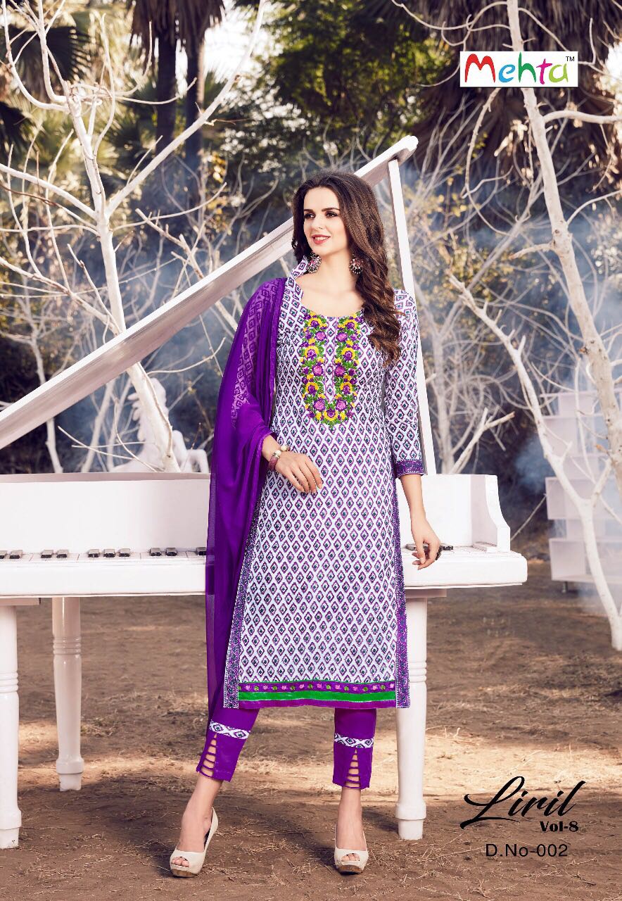 Liril Vol-8 By Mehta 001 To 008 Series Beautiful Stylish Fancy Colorful Casual Wear & Ethnic Wear Summer Collection Pure Cotton Printed Dresses At Wholesale Price