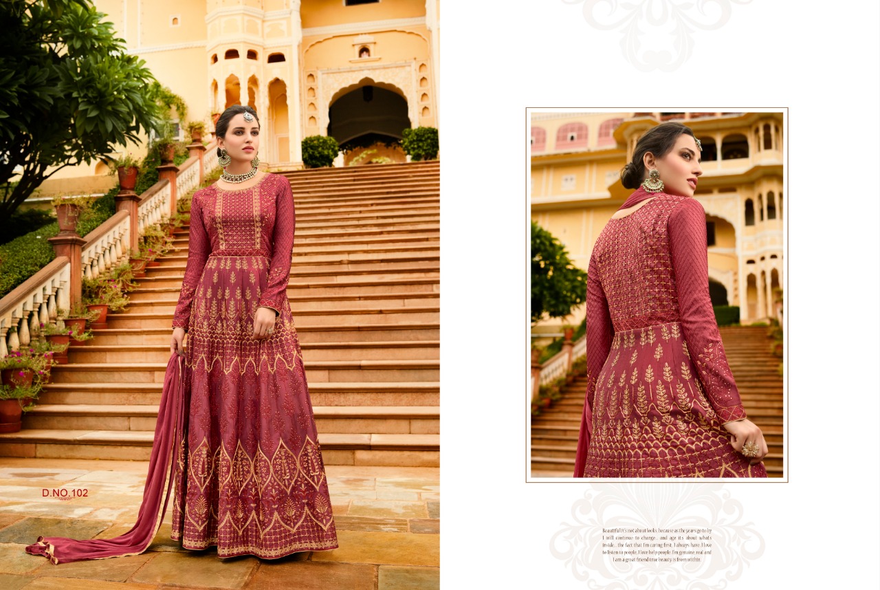 Lorena By Leo Fashion 101 To 106 Series Designer Anarkali Collection Suits Beautiful Stylish Fancy Colorful Party Wear & Occasional Wear Miami Silk Dresses At Wholesale Price