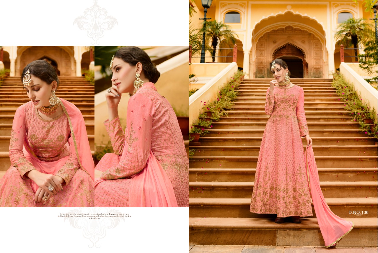 Lorena By Leo Fashion 101 To 106 Series Designer Anarkali Collection Suits Beautiful Stylish Fancy Colorful Party Wear & Occasional Wear Miami Silk Dresses At Wholesale Price