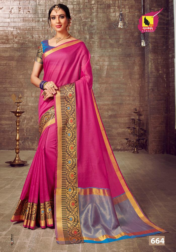 Lotus By Ashika Sarees 661 To 670 Series Indian Traditional Wear Collection Beautiful Stylish Fancy Colorful Party Wear & Occasional Wear Chanderi Cotton Sarees At Wholesale Price