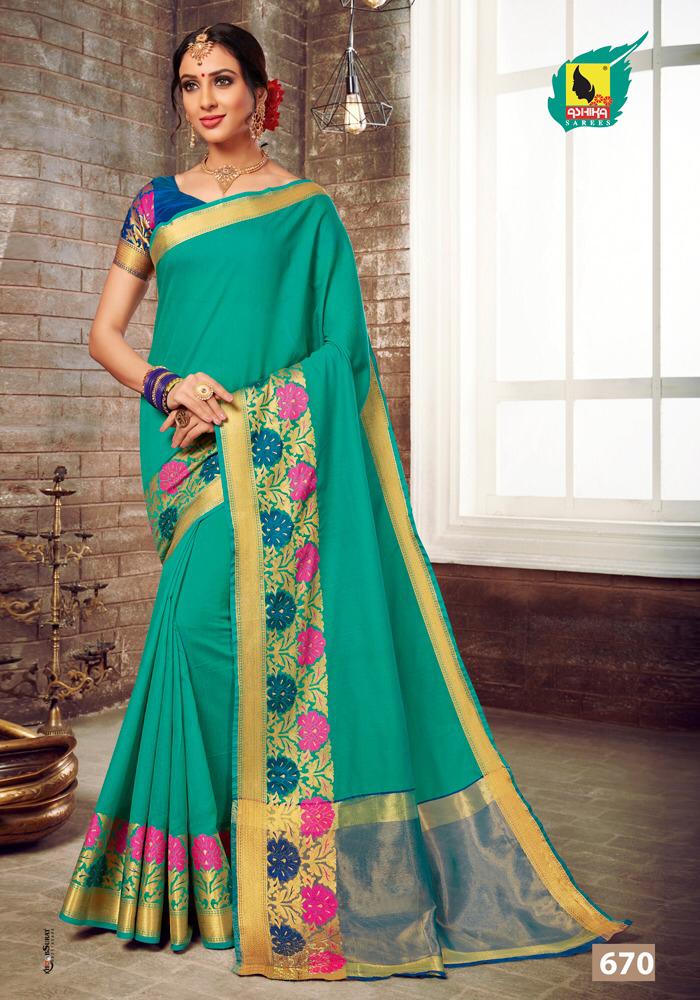 Lotus By Ashika Sarees 661 To 670 Series Indian Traditional Wear Collection Beautiful Stylish Fancy Colorful Party Wear & Occasional Wear Chanderi Cotton Sarees At Wholesale Price