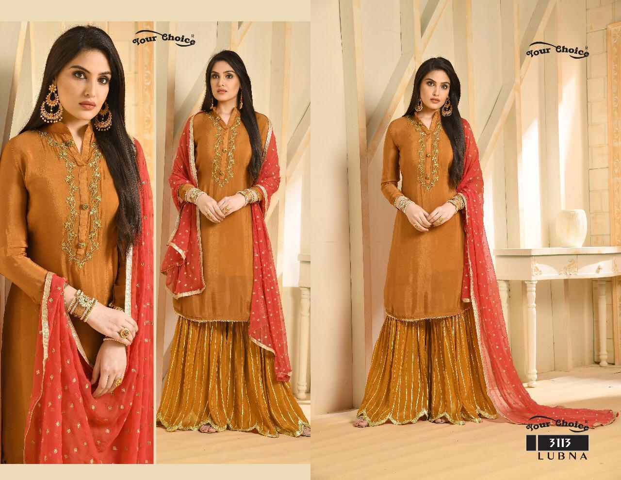 Lubna By Your Choice 3111 To 3114 Series Designer Suits Collection Beautiful Stylish Fancy Colorful Party Wear & Occasional Wear Chiffon Embroidered Dresses At Wholesale Price