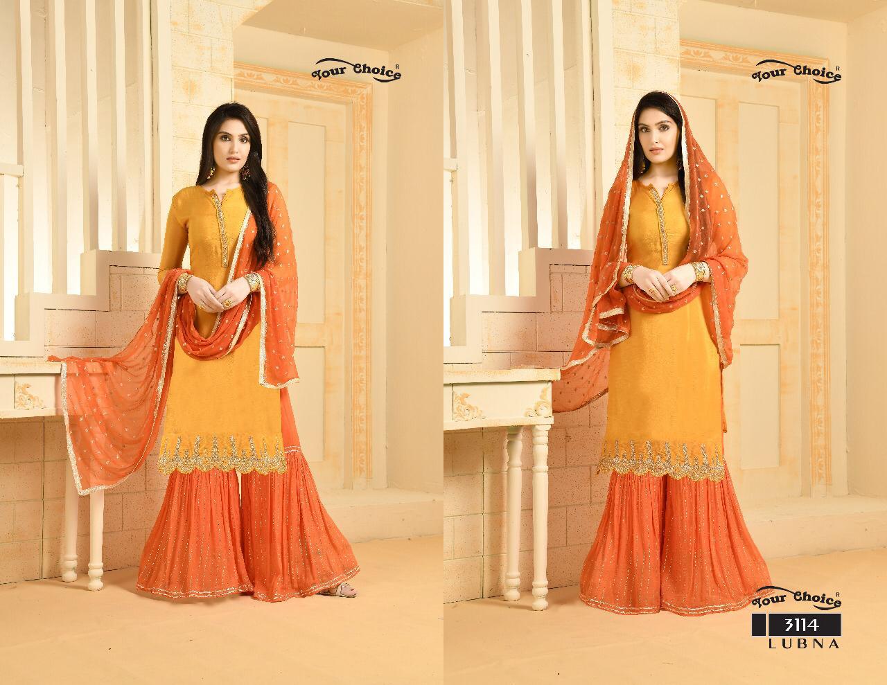 Lubna By Your Choice 3111 To 3114 Series Designer Suits Collection Beautiful Stylish Fancy Colorful Party Wear & Occasional Wear Chiffon Embroidered Dresses At Wholesale Price