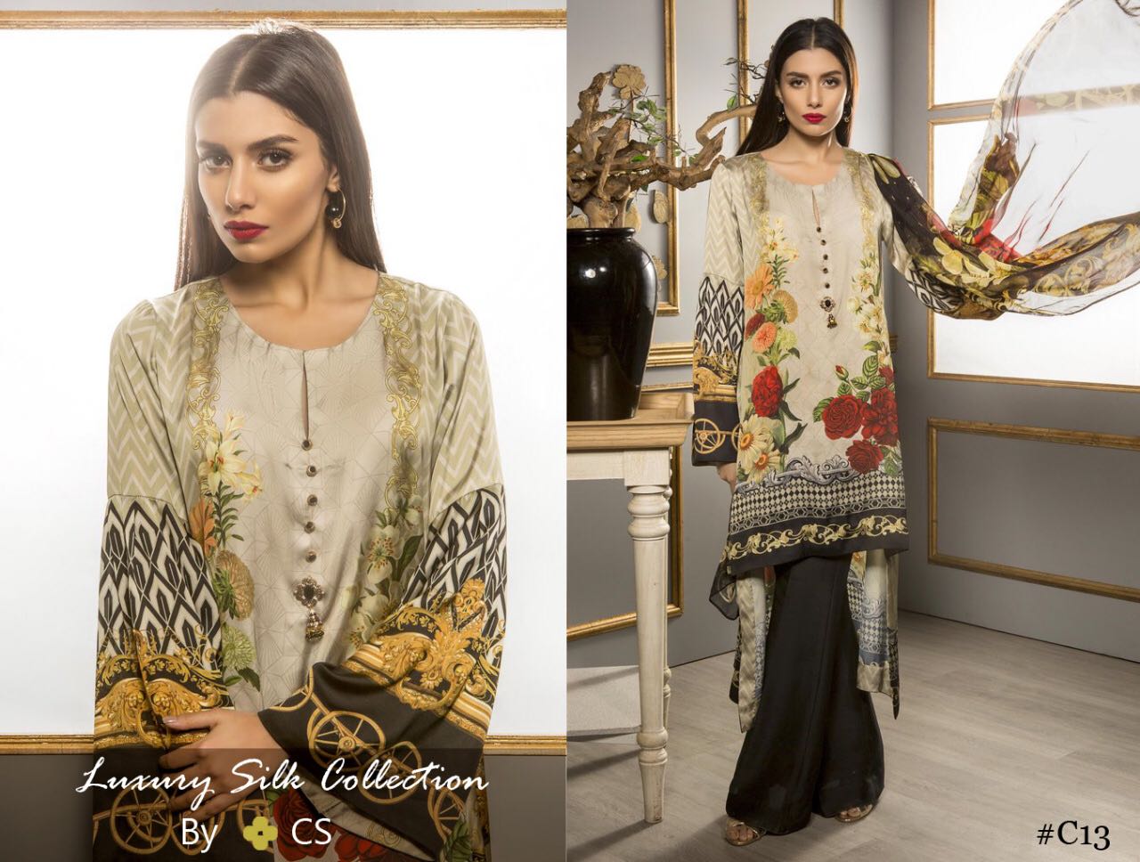 Luxury Silk Collection Vol-4 By Cs C-13 To C-16 Series Designer Pakistani Suits Beautiful Stylish Fancy Colorful Party Wear & Ethnic Wear Collection Pure Silk Printed Dresses At Wholesale Price