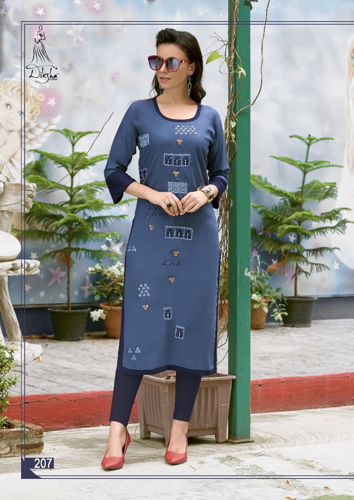 Maahi Vol-2 By Diksha Creation 201 To 214 Series Beautiful Stylish Fancy Colorful Casual Wear & Ethnic Wear & Ready To Wear Rayon Embroidered Kurtis At Wholesale Price
