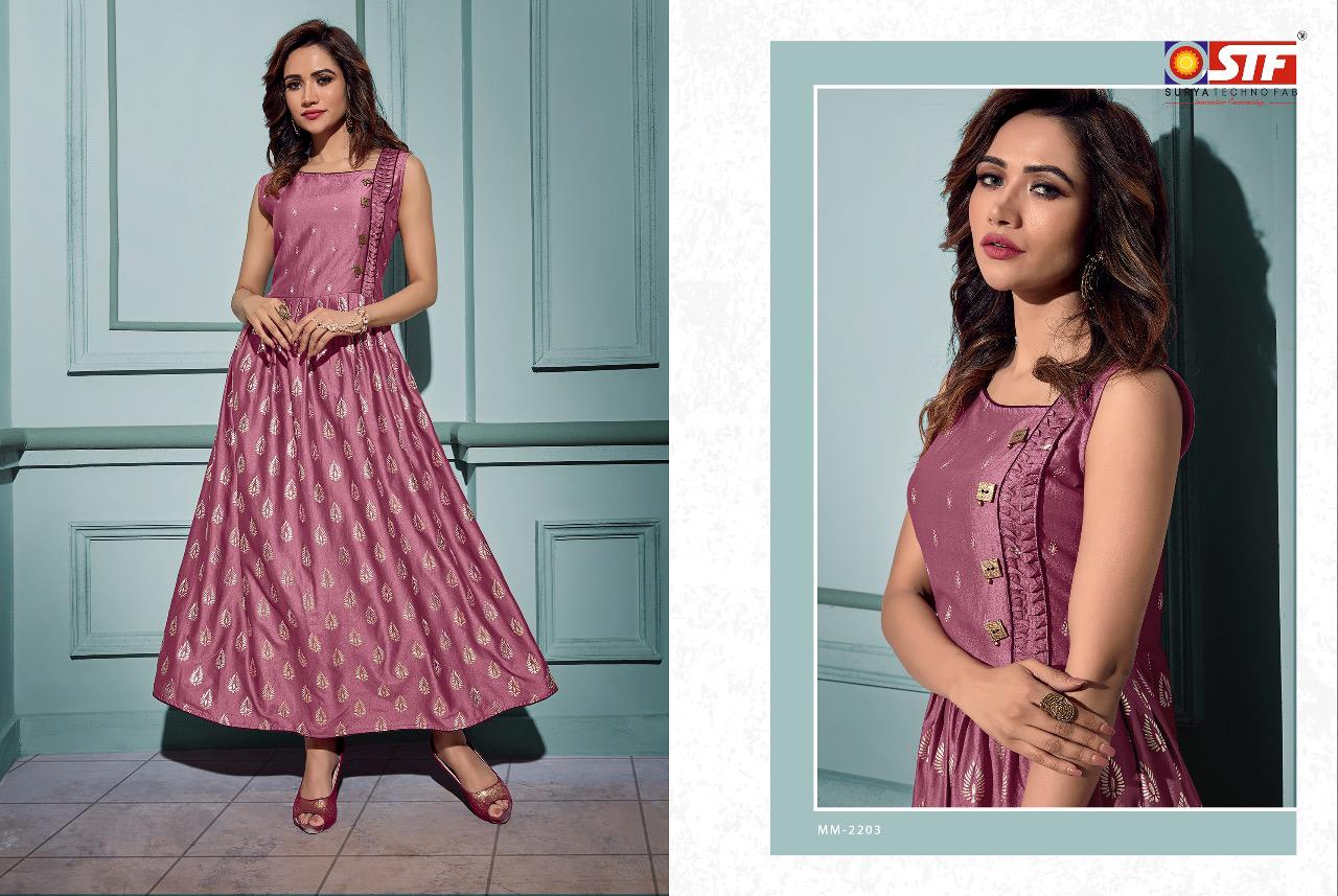 Maanyata Vol-2 Surya Techno Fab 2201 To 2206 Series Gowns Collection Beautiful Stylish Fancy Colorful Party Wear & Occasional Wear Light Weight Satin Silk  Gowns At Wholesale Price