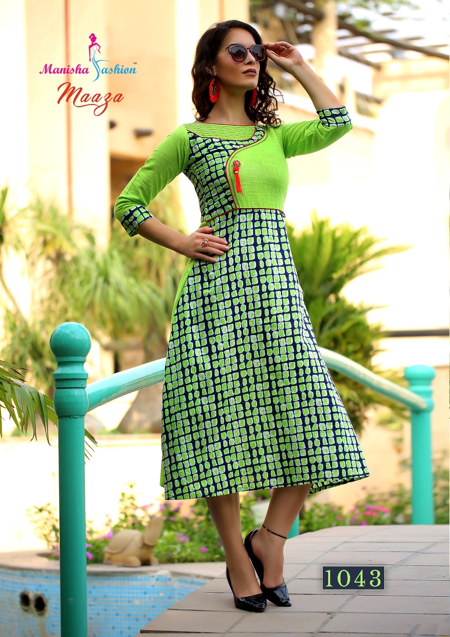 Maaza By Manisha Fashion 1041 To 1052 Series Beautiful Stylish Fancy Colorful Casual Wear & Ready To Wear & Ethnic Wear Slub & Poplin Kurtis At Wholesale Price