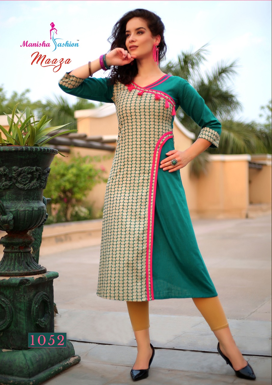 Maaza By Manisha Fashion 1041 To 1052 Series Beautiful Stylish Fancy Colorful Casual Wear & Ready To Wear & Ethnic Wear Slub & Poplin Kurtis At Wholesale Price