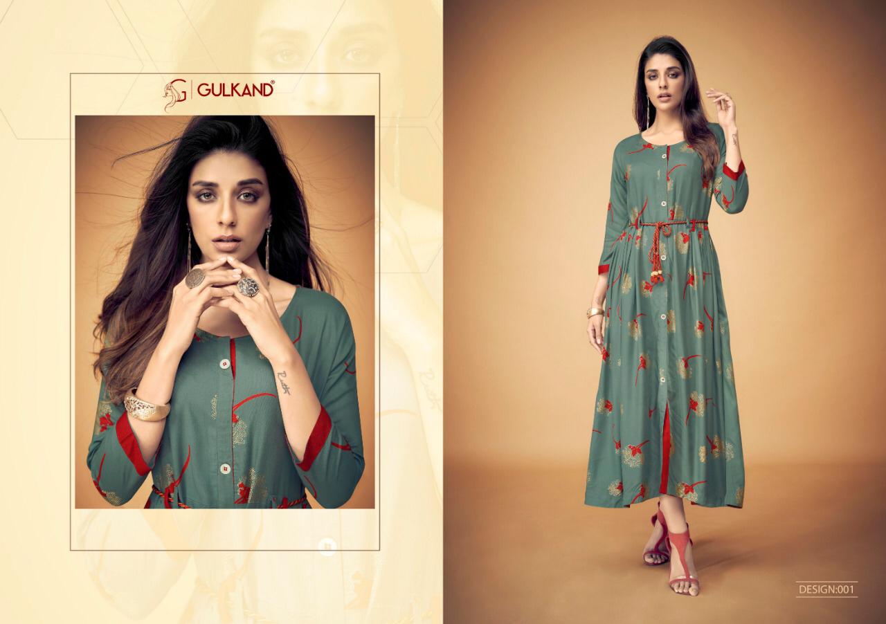 Magical By Gulkand 001 To 006 Series Stylish Fancy Beautiful Colorful Casual Wear & Ethnic Wear Rayon Printed Kurtis With Belt At Wholesale Price