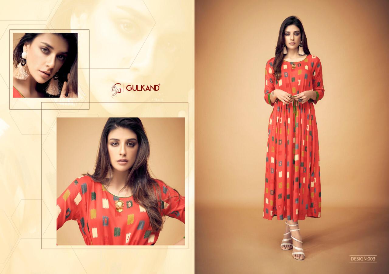 Magical By Gulkand 001 To 006 Series Stylish Fancy Beautiful Colorful Casual Wear & Ethnic Wear Rayon Printed Kurtis With Belt At Wholesale Price