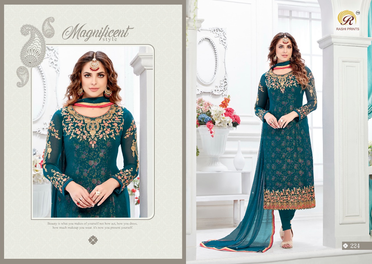 Maharani Vol-7 By Rashi Prints 221 To 228 Series Designer Suits Collection Beautiful Stylish Fancy Colorful Party Wear & Occasional Wear Georgette Embroidered Dresses At Wholesale Price