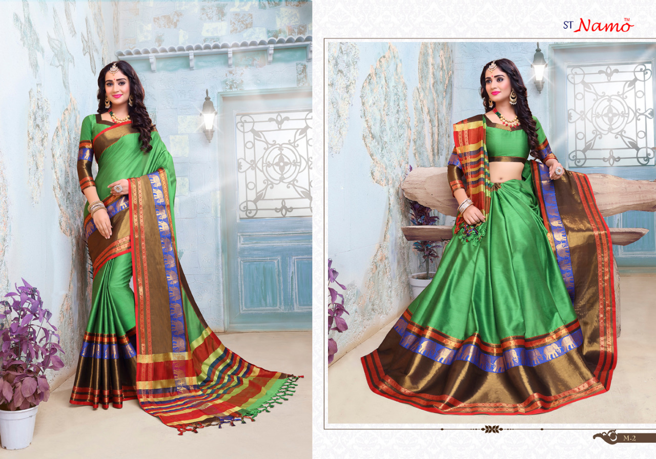 Mahasweta By St Namo 1 To 10 Series Beautiful Indian Designer Colorful Stylish Party Wear & Traditional Wear Cotton Silk Sarees At Wholesale Price