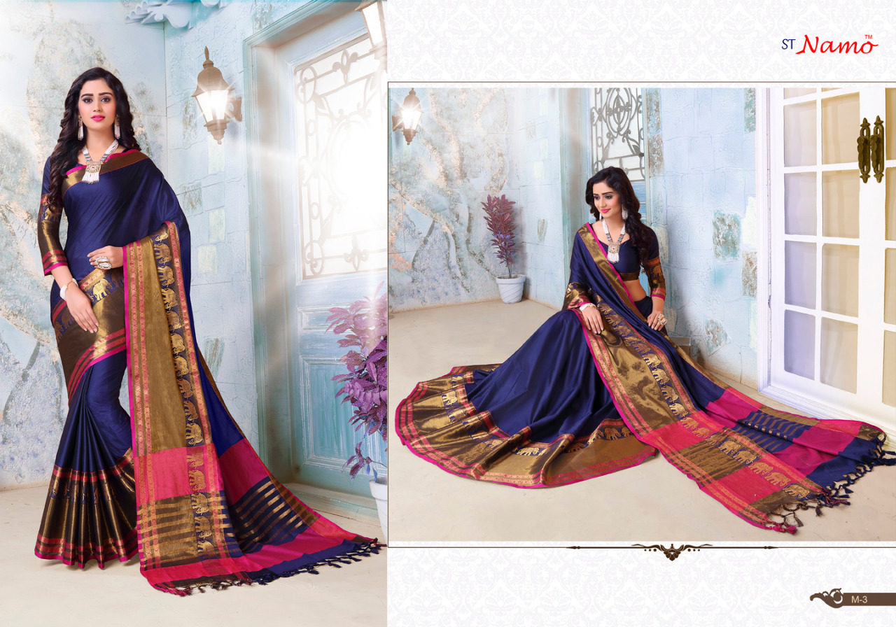 Mahasweta By St Namo 1 To 10 Series Beautiful Indian Designer Colorful Stylish Party Wear & Traditional Wear Cotton Silk Sarees At Wholesale Price