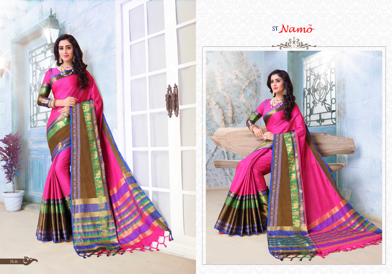 Mahasweta By St Namo 1 To 10 Series Beautiful Indian Designer Colorful Stylish Party Wear & Traditional Wear Cotton Silk Sarees At Wholesale Price